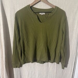 Madewell Olive Ribbed Knit Top